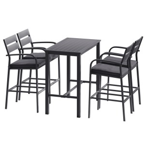Gardeon 5-Piece Outdoor Bar Set: Weather-Resistant Aluminium Stools & Table with Cushions for Patio Dining