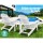 Gardeon 3PC Adirondack Outdoor Lounge Set - White, Hemlock Wood, Foldable, with Ottoman & Table, Eco-Friendly Paint