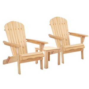 Gardeon 3PC Adirondack Outdoor Set - Eco-Friendly Hemlock Wood Foldable Chairs & Table, Classic Design, Easy Assembly