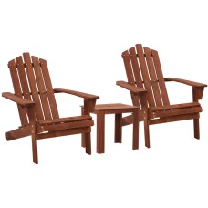 Gardeon 3PC Adirondack Outdoor Set - Fir Wood, Eco-Friendly Finish, Includes 2 Chairs & Side Table, Brown, Easy Assembly