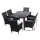 Gardeon 7-Piece Outdoor Dining Set, Black PE Wicker & Aluminium, Includes 6 Chairs with Cushions & Tempered Glass Table