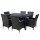 Gardeon 7-Piece Outdoor Dining Set, Black PE Wicker & Aluminium, Includes 6 Chairs with Cushions & Tempered Glass Table