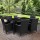 Gardeon 7-Piece Outdoor Dining Set, Black PE Wicker & Aluminium, Includes 6 Chairs with Cushions & Tempered Glass Table