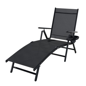 Gardeon Aluminium Sun Lounge: Weather & UV-Resistant, 7-Position Adjustable Beach Chair, 150kg Capacity, Black