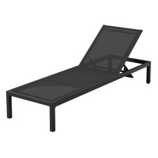 Gardeon Sun Lounger: Black Aluminium Beach Chair with Wheels, Adjustable Backrest, Weather-Resistant, 197cm Long