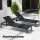 Gardeon Sun Lounger: Black Aluminium Beach Chair with Wheels, Adjustable Backrest, Weather-Resistant, 197cm Long