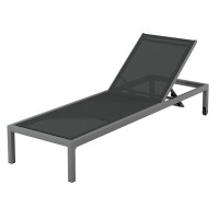 Gardeon Sun Lounge: Weather-Resistant Aluminium Folding Beach Chair with Wheels, 5-Position Adjustable, Dark Grey