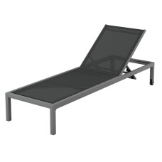 Gardeon Sun Lounge: Weather-Resistant Aluminium Folding Beach Chair with Wheels, 5-Position Adjustable, Dark Grey