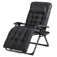 Gardeon Folding Zero Gravity Sun Lounger, Steel Frame, Textilene Fabric, Reclines to 170°, Black, Indoor/Outdoor Use