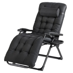 Gardeon Folding Zero Gravity Sun Lounger, Steel Frame, Textilene Fabric, Reclines to 170°, Black, Indoor/Outdoor Use