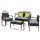 Gardeon Outdoor Wicker Sofa Set: 4-Seater, UV-Resistant, Lime Green Cushions, Glass Table, Bonus Beige Covers
