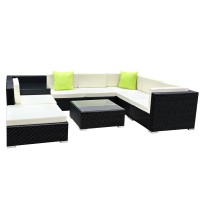Gardeon 9-Piece Outdoor Wicker Sofa Set – Durable UV-Resistant, Includes Table, Storage Cover, and Cushions