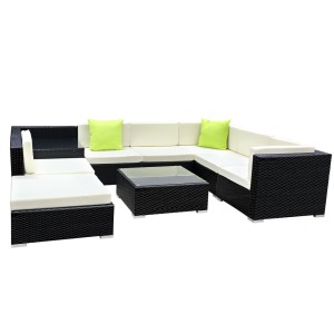 Gardeon 9-Piece Outdoor Wicker Sofa Set – Durable UV-Resistant, Includes Table, Storage Cover, and Cushions