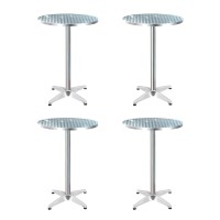 Gardeon Set of 4 Adjustable Outdoor Bar Tables - Stainless Steel Top, Aluminium Base, 70/110cm Heights, Foldable Design