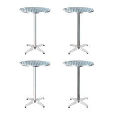 Gardeon Set of 4 Adjustable Outdoor Bar Tables - Stainless Steel Top, Aluminium Base, 70/110cm Heights, Foldable Design