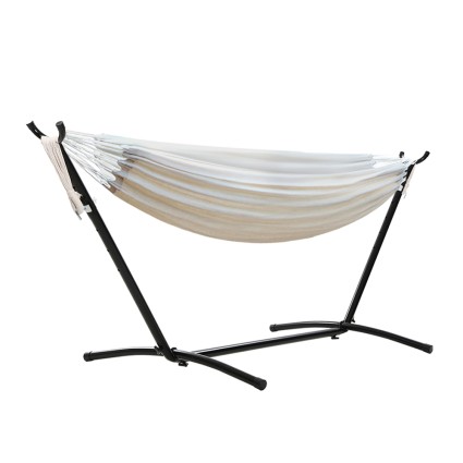 Gardeon Hammock Bed with Stand - Single Cotton, Adjustable Height, Durable Steel Frame, Indoor/Outdoor Use, Cream
