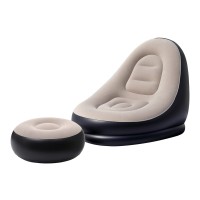 Gardeon Inflatable Chair & Ottoman Set - PVC Flocked Fabric, Supports 150kg, Portable for Camping & Indoor Use
