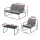 Gardeon 4PCS Outdoor Sofa Set - Durable Steel Frame, Weather-Resistant Textilene, Black Patio Furniture with Glass Table