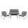 Gardeon 4PCS Outdoor Sofa Set - Durable Steel Frame, Weather-Resistant Textilene, Black Patio Furniture with Glass Table