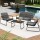 Gardeon 4PCS Outdoor Sofa Set - Durable Steel Frame, Weather-Resistant Textilene, Black Patio Furniture with Glass Table