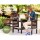 Gardeon Charcoal Fir Wood Outdoor Garden Bench Loveseat - 2-Seater with Table, Parasol Hole, Weather-Resistant, 165cm