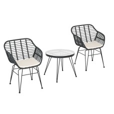 Gardeon 3PC Outdoor Bistro Set: Stylish PE Wicker Chairs, Coffee Table, Weather-Resistant Cushions, Easy Assembly