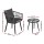 Gardeon 3 Piece Outdoor Bistro Set, Grey PE Wicker Patio Lounge Setting with Cushions, Steel Frame & Glass Table