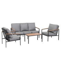 Gardeon 5-Seater Outdoor Sofa Set, 4PCS Patio Furniture, Steel Frame, Removable Cushions, Versatile Indoor/Outdoor Use