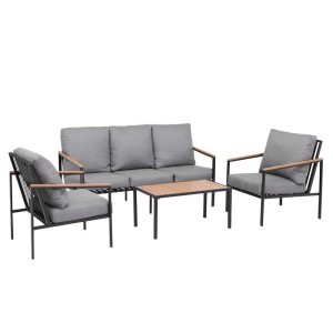 Gardeon 5-Seater Outdoor Sofa Set, 4PCS Patio Furniture, Steel Frame, Removable Cushions, Versatile Indoor/Outdoor Use