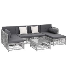 Gardeon 7 Piece Outdoor Sofa Set, 6 Seater Garden Lounge, PE Rattan Patio Furniture with Cushions, Table Included Gardeon 7 Piece Outdoor Sofa Set, 6 Seater Garden Lounge, PE Rattan Patio Furniture with Cushions, Table Included