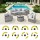 Gardeon 6 Seater Outdoor Sofa Set 9PCS Rattan Patio Furniture with Tempered Glass Table Top and Cushions