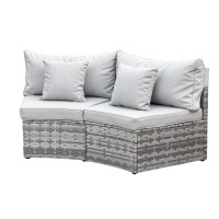 Gardeon 2 PCS Outdoor Rattan Modular Single Sofa Set Grey Powder Coated Metal Frame Cushions 8cm Comfort