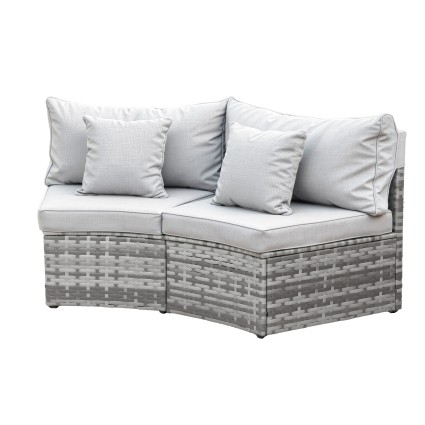 Gardeon 2 PCS Outdoor Rattan Modular Single Sofa Set Grey Powder Coated Metal Frame Cushions 8cm Comfort
