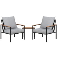 Gardeon 3PC Outdoor Bistro Set - Black Steel Frame, UV-Resistant Cushions, Easy Assembly, Weatherproof Patio Furniture