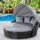 Gardeon Sun Lounge Setting Wicker Day Bed - Black, Galvanised Steel Frame, UV-Resistant, 161x180x145cm, 1-Year Warranty