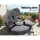 Gardeon Black Wicker Sun Lounge Day Bed with Folding Canopy & Cushions, UV-Resistant, 168x180x145cm, 1-Year Warranty