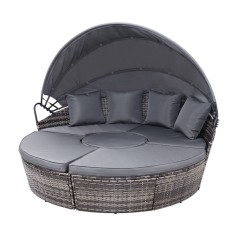 Gardeon Grey Wicker Sun Lounge Day Bed: UV-Resistant, Modular Design, 168x180x145cm, Weatherproof Outdoor Furniture Gardeon Grey Wicker Sun Lounge Day Bed: UV-Resistant, Modular Design, 168x180x145cm, Weatherproof Outdoor Furniture