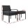 Gardeon 3PC Patio Bistro Set - Black PE Wicker, Steel Frame, Tempered Glass Table, Weather-Resistant Cushions Included