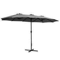 Instahut 4.57m Charcoal Outdoor Umbrella, UV50+ Water-Resistant Polyester, Steel Frame, Dodecagon Canopy, Tilt Feature