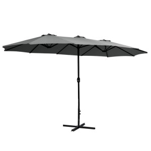 Instahut 4.57m Charcoal Outdoor Umbrella, UV50+ Water-Resistant Polyester, Steel Frame, Dodecagon Canopy, Tilt Feature