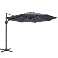 Instahut 3m Outdoor Cantilever Umbrella - Charcoal, UV50+ Polyester, 360° Tilt, Aluminium Frame, Side Post Design