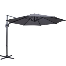 Instahut 3m Outdoor Cantilever Umbrella - Charcoal, UV50+ Polyester, 360° Tilt, Aluminium Frame, Side Post Design
