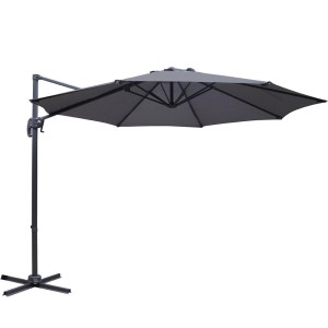 Instahut 3m Outdoor Cantilever Umbrella - Charcoal, UV50+ Polyester, 360° Tilt, Aluminium Frame, Side Post Design