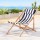 Gardeon Wooden Sun Lounge Deck Chair - Adjustable Poplar Frame, Blue/White Stripe, 4 Positions, Portable, 120kg Capacity