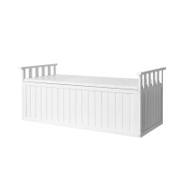 Gardeon 129cm White Wooden Outdoor Storage Bench & Toy Chest - Fir Wood, 200L Capacity, All-Weather, 2-in-1 Design