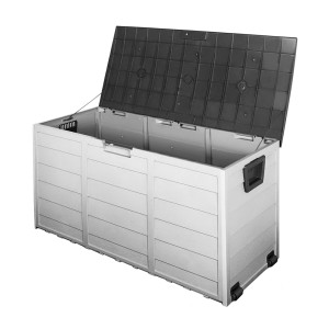 Gardeon 290L Outdoor Storage Box - Weather-Resistant Black PP, Lockable, with Wheels & Handles for Easy Mobility
