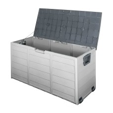 Gardeon 290L Grey Outdoor Storage Box - Weather-Resistant, Lockable, Mobile with Wheels, Easy Assembly, 1-Year Warranty