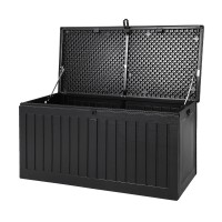 Gardeon 270L Black Outdoor Storage Box - Lockable, Weather-Resistant Garden Bench, Durable Polypropylene, Easy Assembly