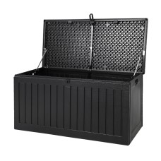Gardeon 270L Black Outdoor Storage Box - Lockable, Weather-Resistant Garden Bench, Durable Polypropylene, Easy Assembly