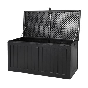 Gardeon 270L Black Outdoor Storage Box - Lockable, Weather-Resistant Garden Bench, Durable Polypropylene, Easy Assembly